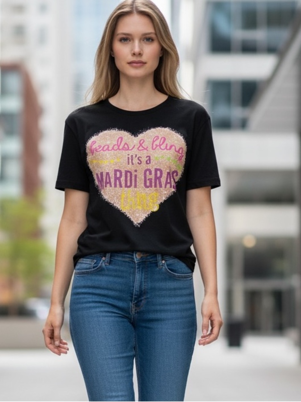 🎉HP🎉Mardi Gras Graphic Tee - Black with Colorful Print- Canvas XL🎉HP🎉